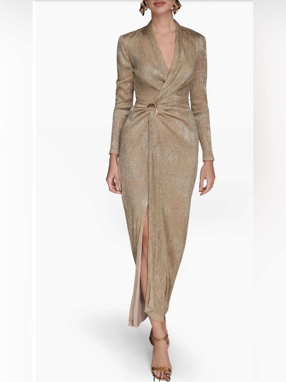 ✨ Donna Karan New York Metallic Gold Glam Gown | Size 8 ✨